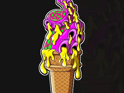 Psychedelic melting trippy dripping cartoon character logo art cartoon character dripping illustration logo melting psychedelic trippy