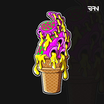 Psychedelic melting trippy dripping cartoon character logo art cartoon character dripping illustration logo melting psychedelic trippy
