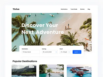 Thrive Landing Page design hotel landing page product design resorts travel travel booking ui uiux ux vis visual design