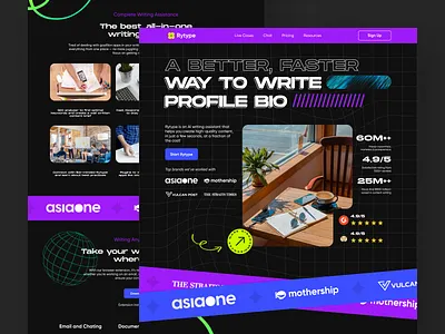 Rytype - AI Writing Assistant ai artificial intelligent content design exploration landing page landingpage ui uidesign user interface web webdesign website write