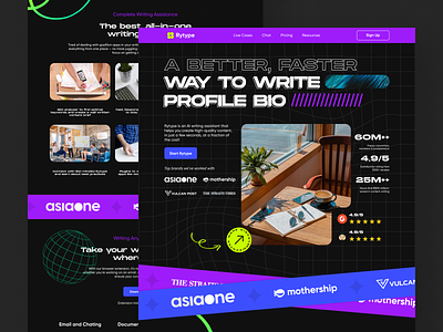 Rytype - AI Writing Assistant ai artificial intelligent content design exploration landing page landingpage ui uidesign user interface web webdesign website write