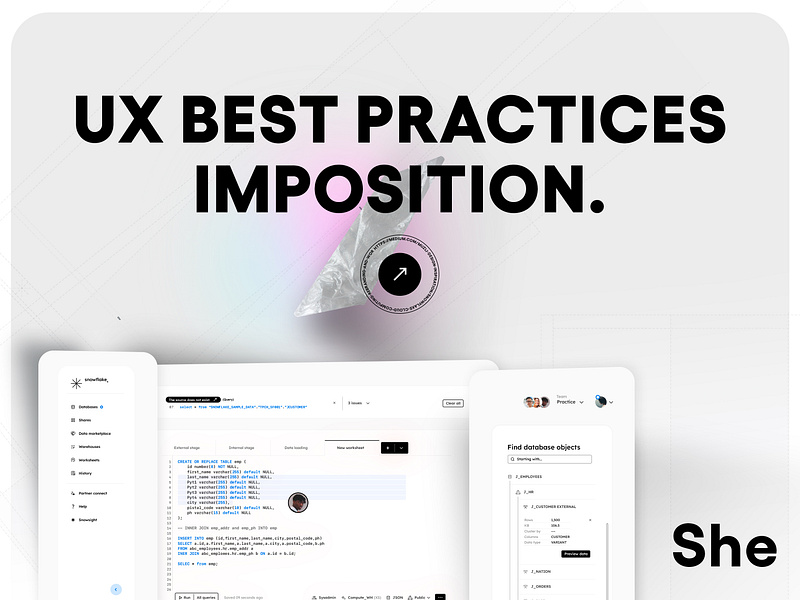 UX best practices imposition ❄️ Snowflake UI redesign/rebranding web design