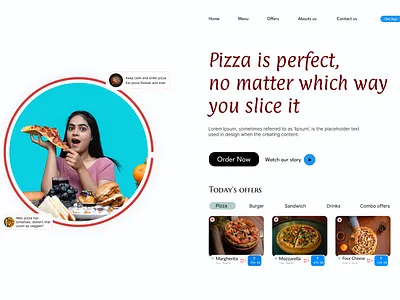 Concept hero page for Pizza house app branding design graphic design illustration logo typography ui ux vector