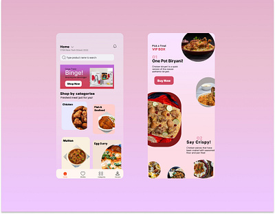 UI design interface for a delivery app