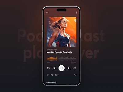 Podcast audio player app design audio player interactive design mobile app podcast app quick audio action scroll effect sound player sound wave