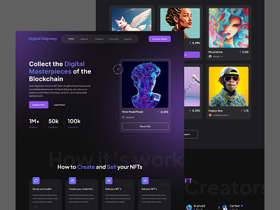 Digital Odyssey - Landing Page NFT Marketplace design figma graphic design ui ui design uiux ux web design