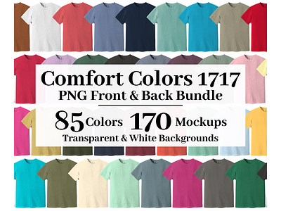Comfort Colors 1717 PNG Front and Back Mockup Bundle - 85 Colors 1717 mockup 1717 mockup bundle comfort colors 1717 comfort colors 1717 mockup design