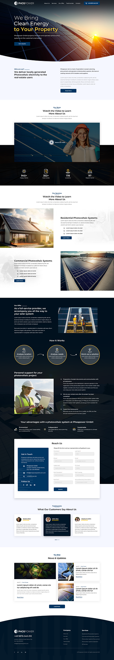 Webpage for a Solar Power company landing page design ui uiux ux web web design web design website website design