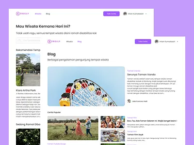 Strolly, Tourist Attraction Information Site blog disability information site minimal park purple tourist tourist app tourist attraction travel app travel website vacation web design web layout website