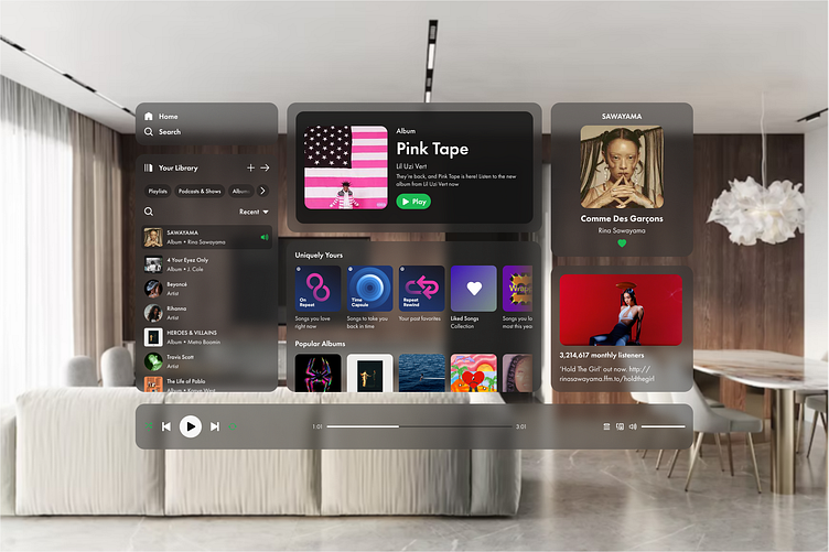 Apple Vision Pro - Spotify UI by Matthew Brown on Dribbble