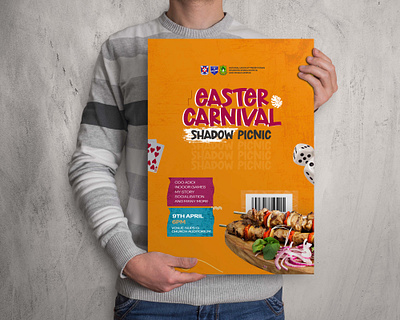 Easter carnival poster carnival design easter flyer food games graphic design minimal poster typography yellow