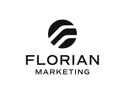 Florian Marketing Logo advertisement branding classy creative digial marketing f geometric growth investment letter f lettermark logo logo designer logomark luxury marketing modern professional progress