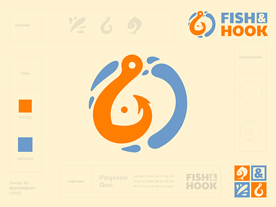 Fish & Hook brand branding design fishing fishing logo graphic design illustration logo logodesign logodesigns ui vector