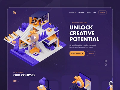 Blender Courses Online Education Website dashboard design product startup ui ux web