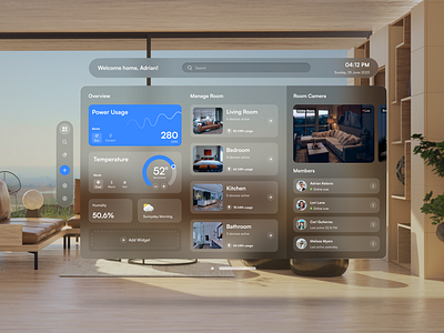 Smart Home for Vision OS app apple ar dashboard design glassmorph home house smart smarthome smarthouse spatial ui ui ui design uiux ux ux design vision os vision pro vr