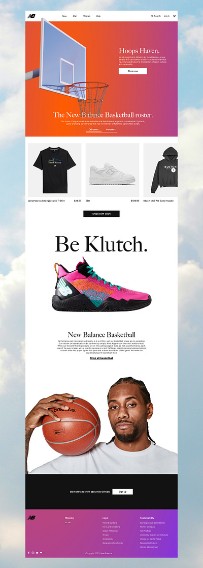 New Balance Basketball Landing Page 3d design typography ui