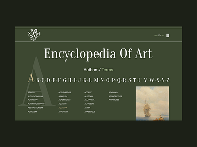 Encyclopedia of Art adobe photoshop adobe xd after effects animation figma ui ux webdesign