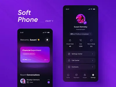 Softphone App - WIP 2/p1 ae app app design call analytics call centre call management cloud communication crm customer support dtailstudio interface kpi saas smart softphone app tech ui ux voip