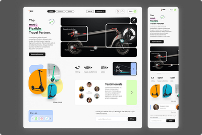Electric scooters website design figma inspiration mockups modern design productdesign ui user experience