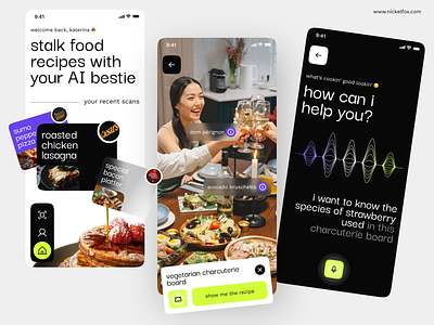 Food Scanning Mobile App | AI x AR ai app ar artificial intelligence augmented reality food food app food delivery food service ingredients minimal mobile app open ai recipe restaurants scanning app user interface ux design virtual assistant virtual reality vr