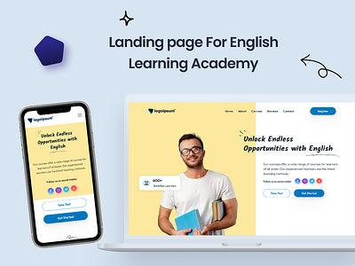 Landing page for English Learning Academy design education educationwebsite english englishwebsite landingpage ui uiux ux uxui website