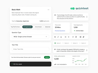 Quicktest components - 01 animation card components chart components dropdown interface tags test app ui