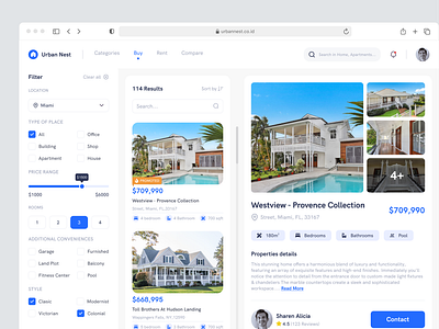 Urban Nest - Dashboard Real Estate buy land clean dashboard design home house property real estate residence ui uiux web app website