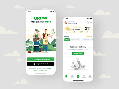 Grow App app smart graden tree app ui design