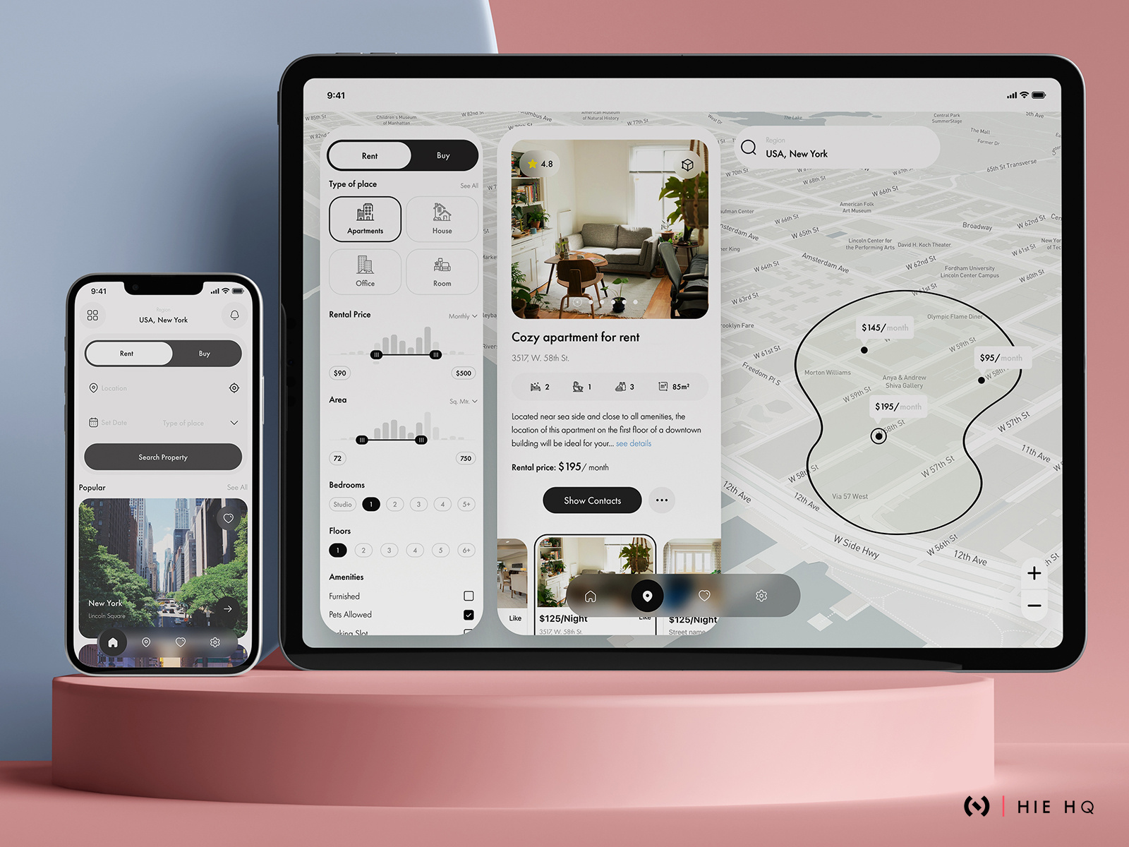 Cozy - Rent apartments easily 3d after effects ai animation graphic design minimal design minimalistic motion graphics rent apartment rent property rental app ui uidesign uxdesign