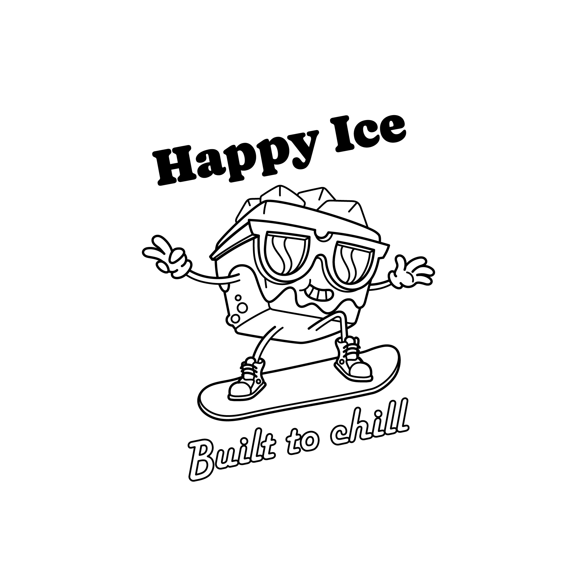 Happy ice character design happy ice illustration line logo retro snowboard ui