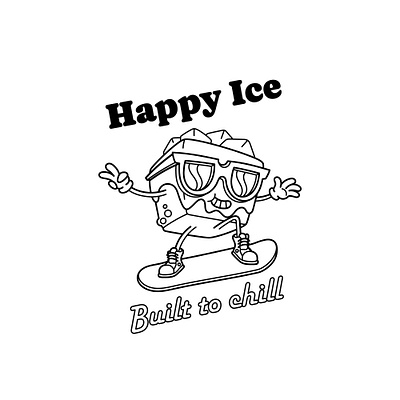 Happy ice character design happy ice illustration line logo retro snowboard ui