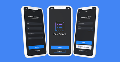 App Login and Register design ui ux