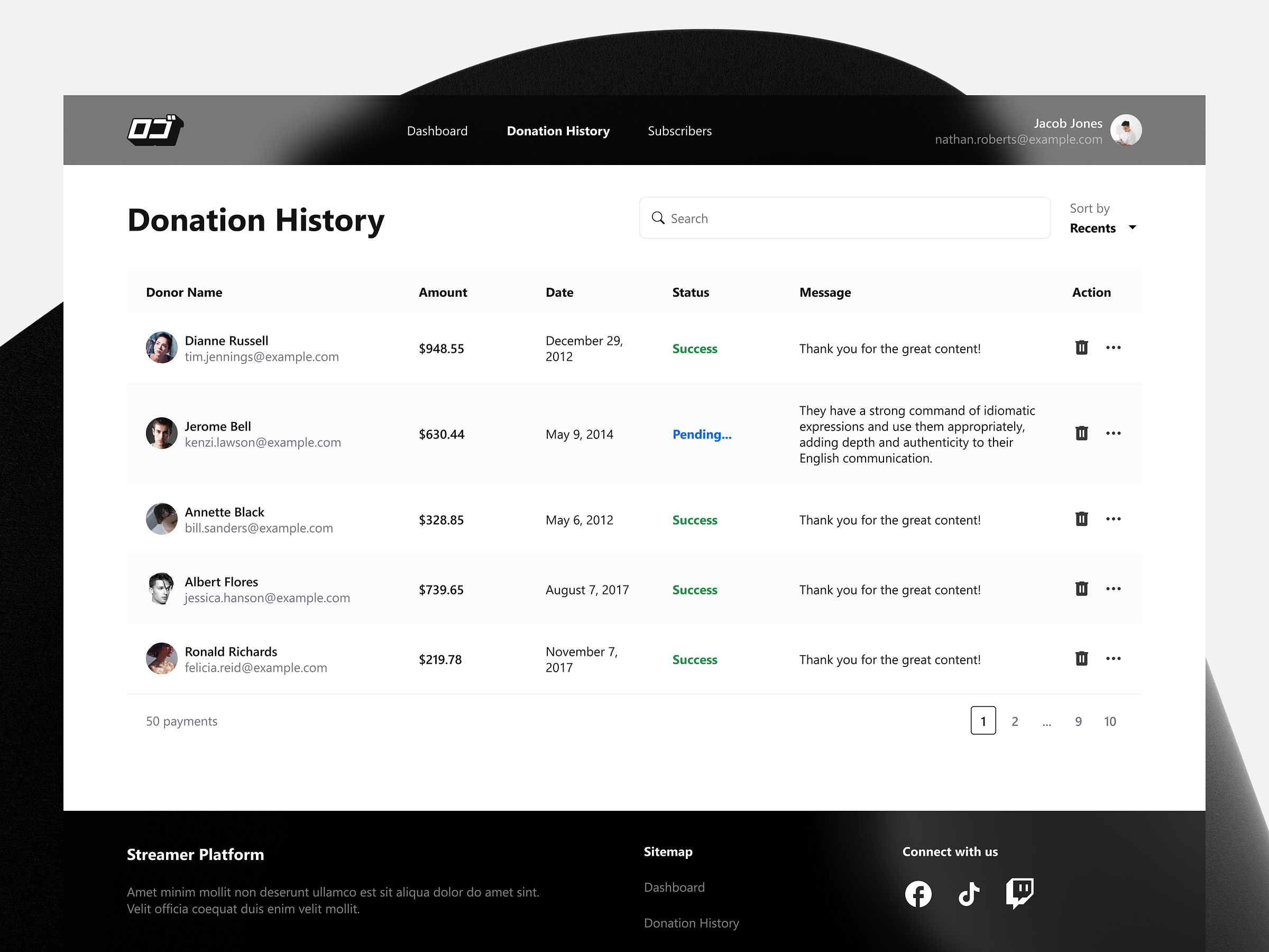 Basic table design website by Duy Lu on Dribbble