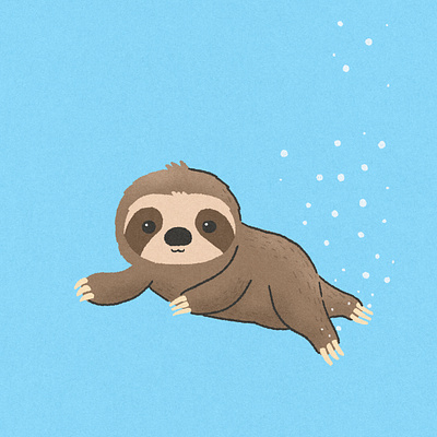 Sloths can hold their breath for 40 mins under water animal cartoon did you know digital art digital illustration drawing fun fact illust illustration procreate sloth sloths swim wildlife イラスト