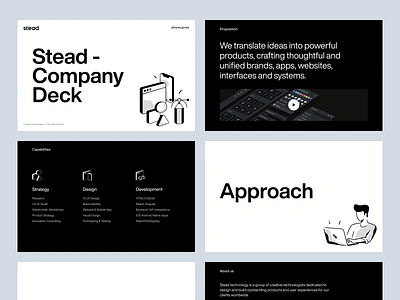 Stead - Company Deck agency apps branding clean company deck custom software design development digital products digital strategy full stack development illustration interface logo pitch deck stead technoligy uiux design web