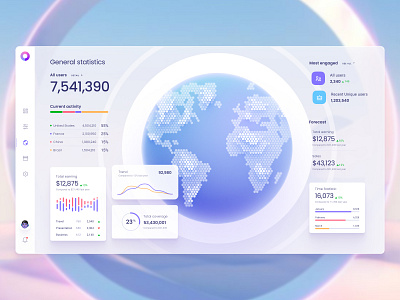 Visualizing global data on the dashboard chart cyber dashboard dataviz desktop dev general globe hex planet product saas seo service startup statistic template templates ui ux