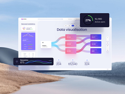 Futuristic dashboard with sankey chart visualization 3d ai ai generate chart crypto dash dashboard dataviz desktop future generate infographic orion sankey screen statistic template ui ux web3