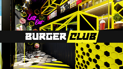 Burger Club Cafe Takeaway interior design and visualisation 3d design 3d visualisation 3d visualization aart space architecture cafe cafe design detail design engineering concept graphic design industrial design interior design lumion photoshop retail shop design sketchup space design takeaway takeaway design