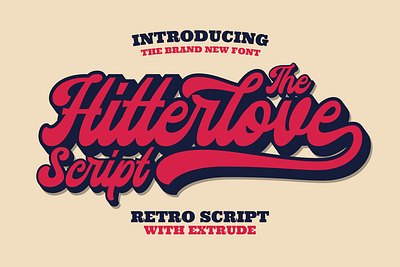 Hitterlove - Retro Script with Extrude logotype
