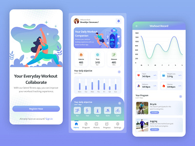 Workout Tracker App activity activity tracker app daily tracking app design gym fitness health app jogging personal trainer sport tracking app ui uidesign uiux ux workout running