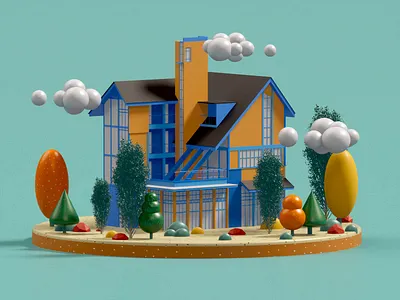 Neighborhood houses 3d animation branding city game graphic design house illustration interface isometric landing page logo lowpoly marketing motion graphics nft render video web