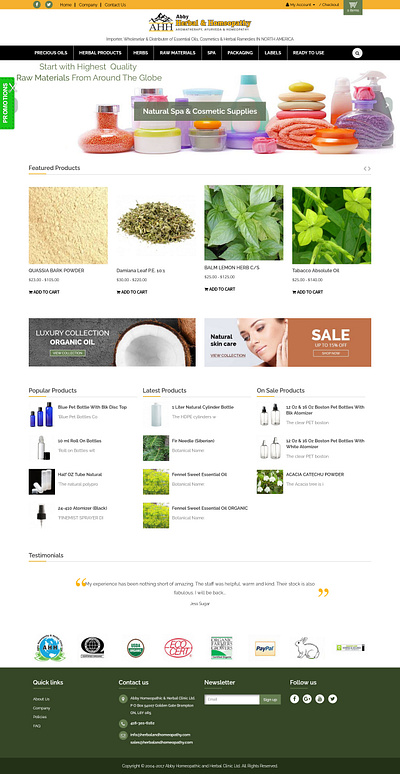 PHP Ecommerce Website For Selling Herbs and Homepathy Products bootstrap customized cart ecommerce website font awesome homopathy oils javascript landing page natural oils payment gateway integration payment integration paypal php php ecommerce website social media integration ui web design website development