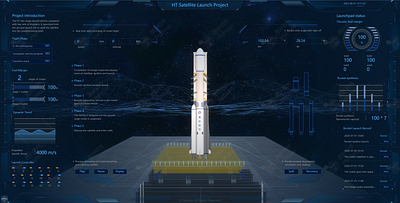 Satellite launching 3d animation digital twin graphic design visualization web design