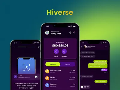 Hivers Crypto wallet animation app design app ui art crypto app cryptocurrency ios mobile mobile design modern ui trading ui uiux ux wallet app