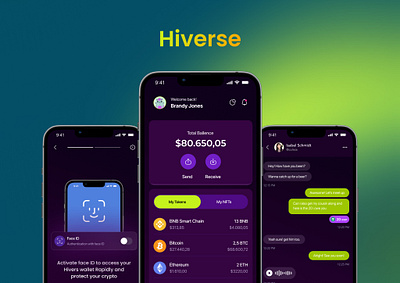Hivers Crypto wallet animation app design app ui art crypto app cryptocurrency ios mobile mobile design modern ui trading ui uiux ux wallet app