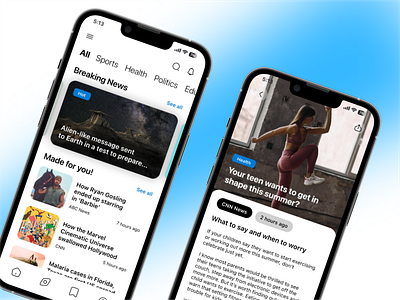 Extra News - News App app design figma mobile news ui ux uxui