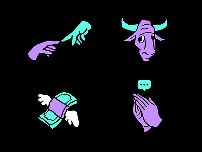 Ironic icons p.1 ai bright bull cash flat hands humor icons illustration ironic irony money vector