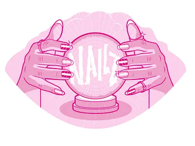 Gel Nail illustration 3 gel nails illustration manicure pink