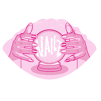 Gel Nail illustration 3 gel nails illustration manicure pink