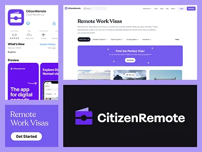 CitizenRemote - Logo and Brand Identity brand guidelines brand identity branding citizen design system identity identity design logo logo design logo designer logotype mark media tech digital nomads passport remote simple logo startup branding symbol travel